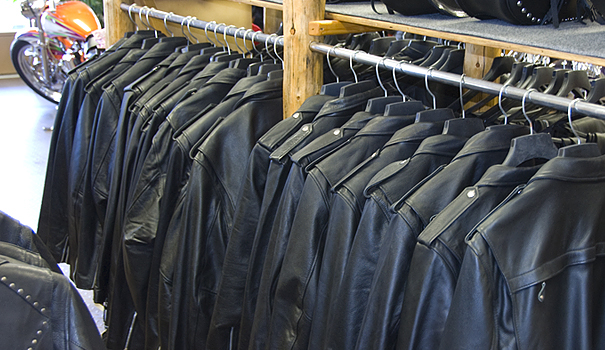 Leather Coats, Vests, Pants, Gloves and headgear for sale at Strokers USA in Lander